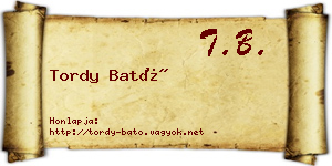 Tordy Bató névjegykártya